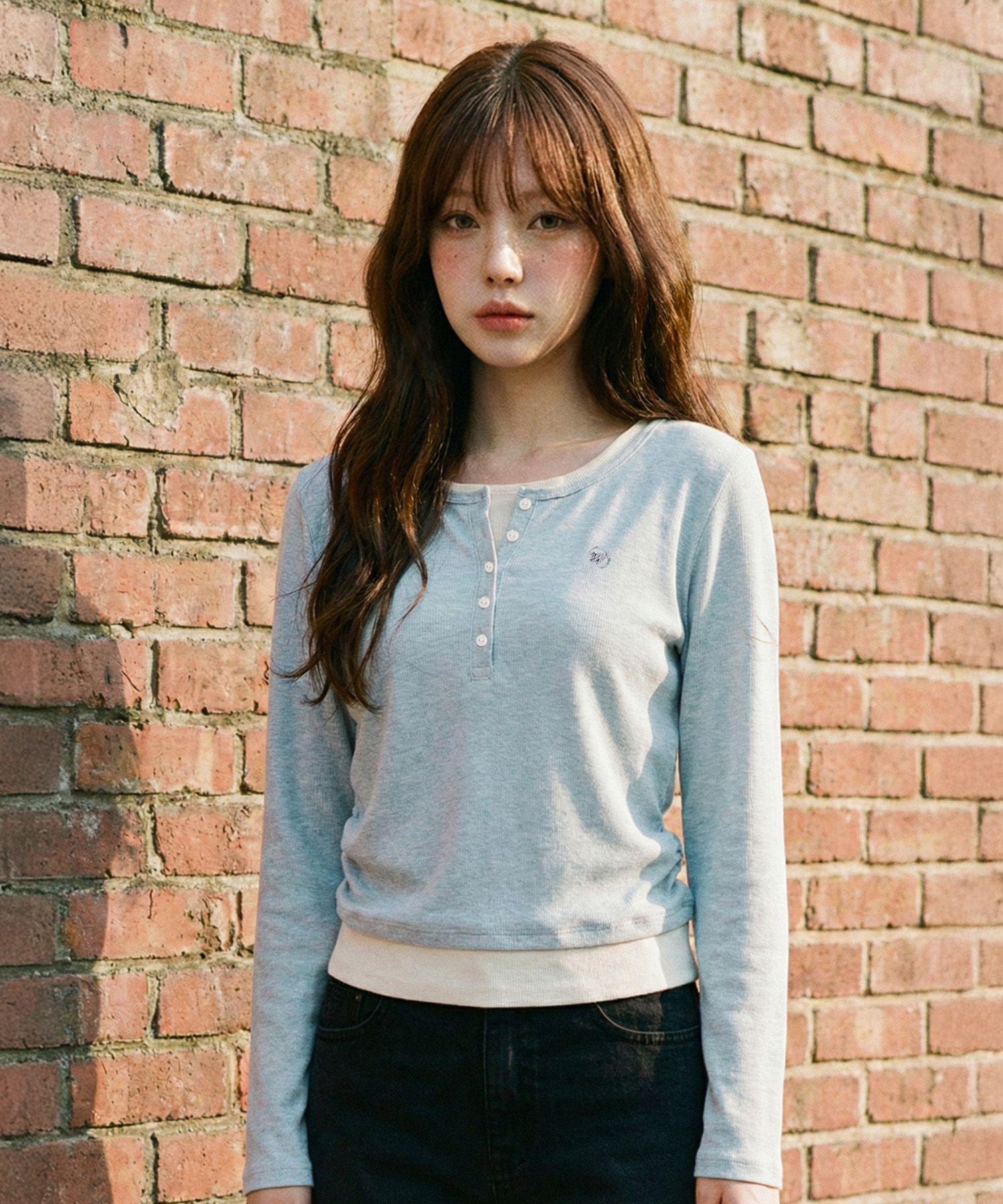 [SET] 사이드 셔링 레이어드 티셔츠 라이트그레이 MDTS067LGRAY source detail 61