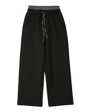 CHECK LAYERED SWEATPANTS(BLACK)