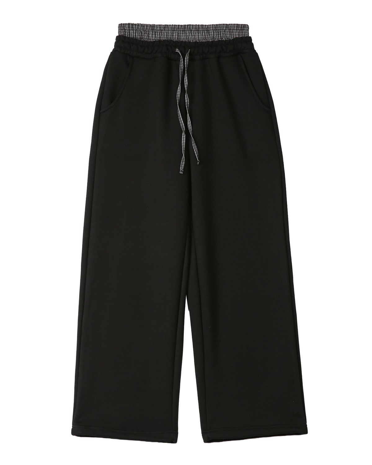 해비즘(HAVISM) CHECK LAYERED SWEATPANTS(BLACK)