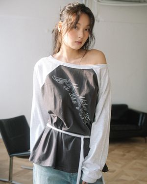 LVER BOAT NECK RAGLAN L/S TEE(CHARCOAL)