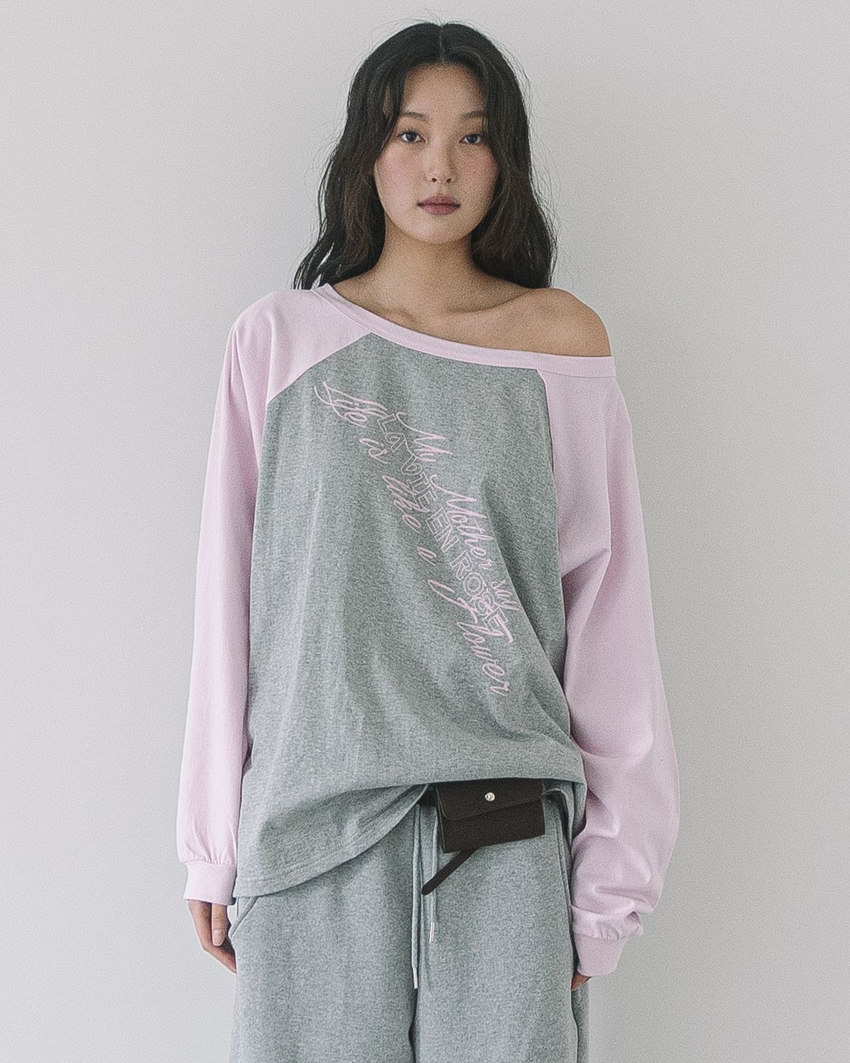 해비즘(HAVISM) LVER BOAT NECK RAGLAN L/S TEE(GREY)