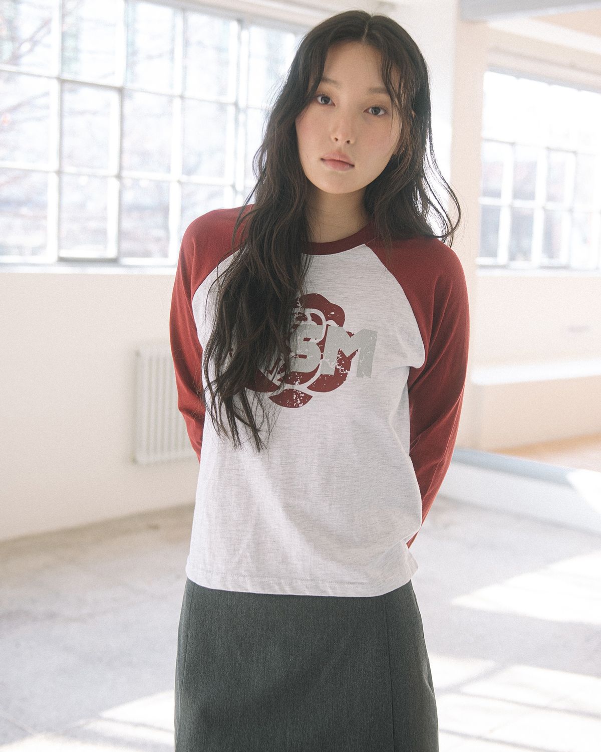 해비즘(HAVISM) ROSE RAGLAN L/S TEE(WINE)