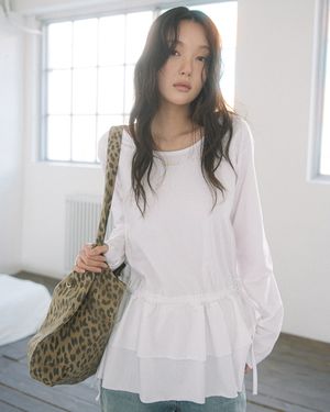 DOUBLE FRILL L/S TEE(WHITE)