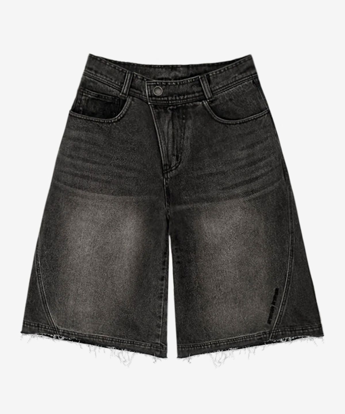 애티튜드 애티튜드(ATTITUDE ATTITUDE) AA Curved Line Washing Bermuda Denim Pants Black