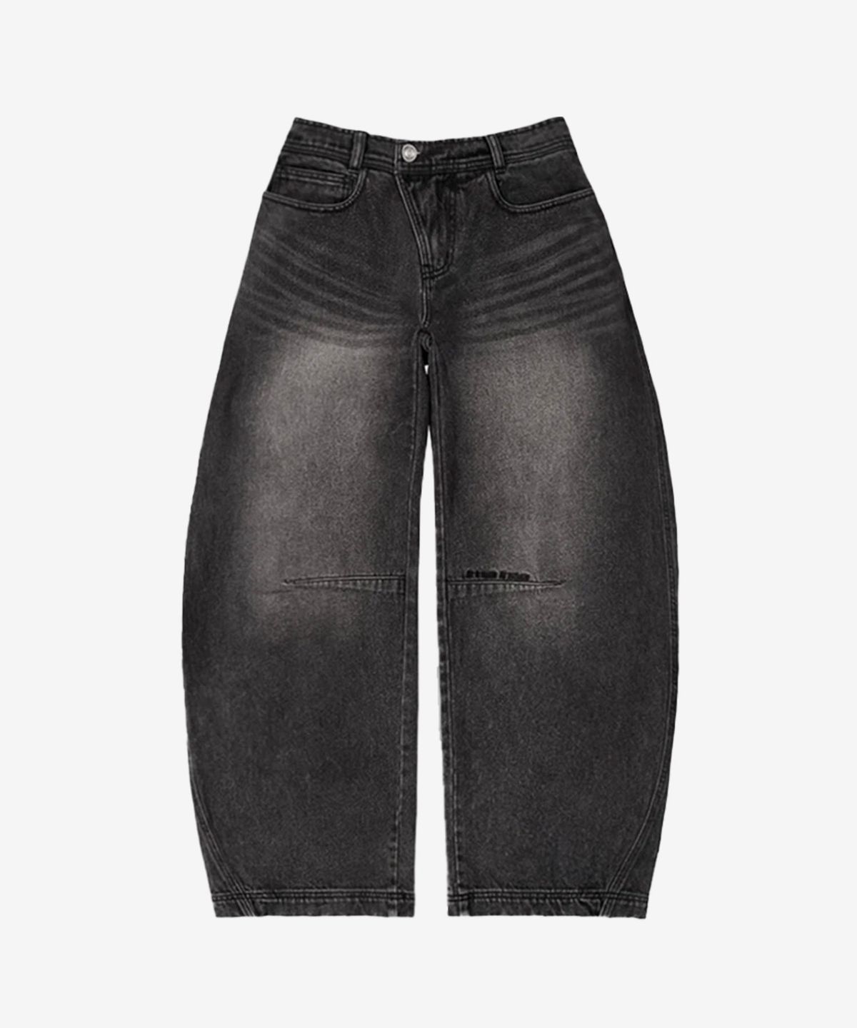 애티튜드 애티튜드(ATTITUDE ATTITUDE) AA Curved Line Washing Wide Denim Pants Black