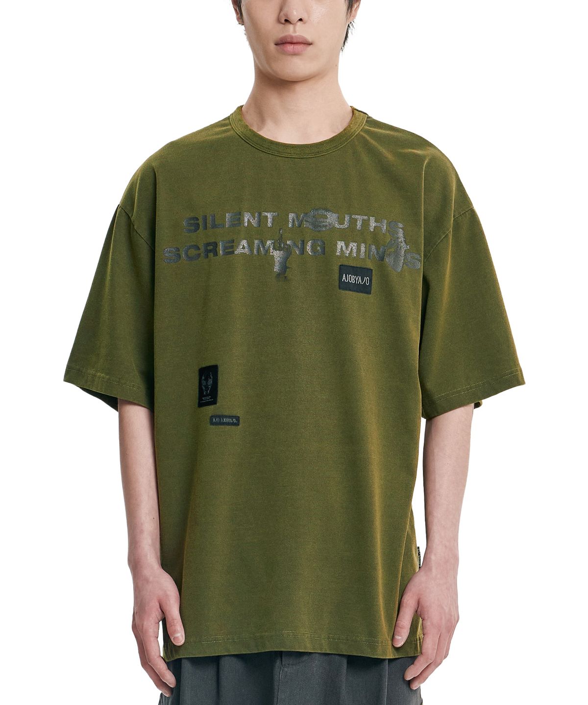아조바이아조(AJOBYAJO) SMSM Slogan T-Shirt [KHAKI]