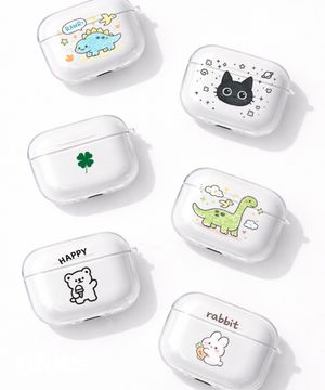고양이 공룡 곰돌이  에어팟 버즈 투명 젤리 케이스 4 3 2 1 세대 프로