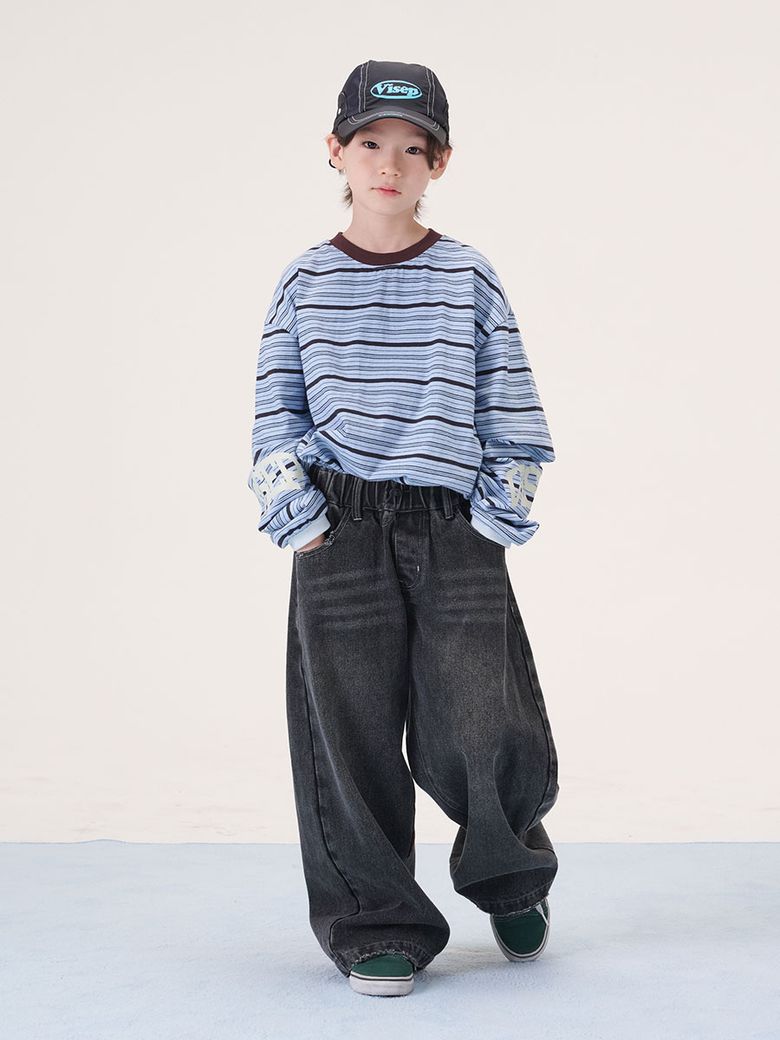 딜런 커브드 데님 팬츠 블랙