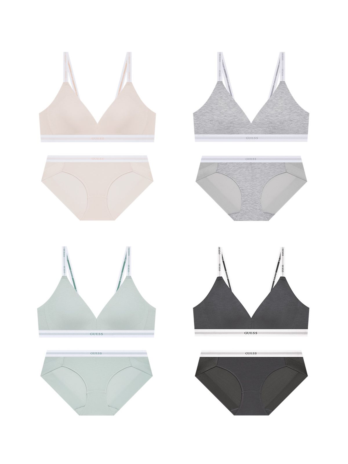 게스언더웨어(GUESS UNDERWEAR) 화이트밴딩 텐셀 브라렛 팬티 세트 - 4Colors