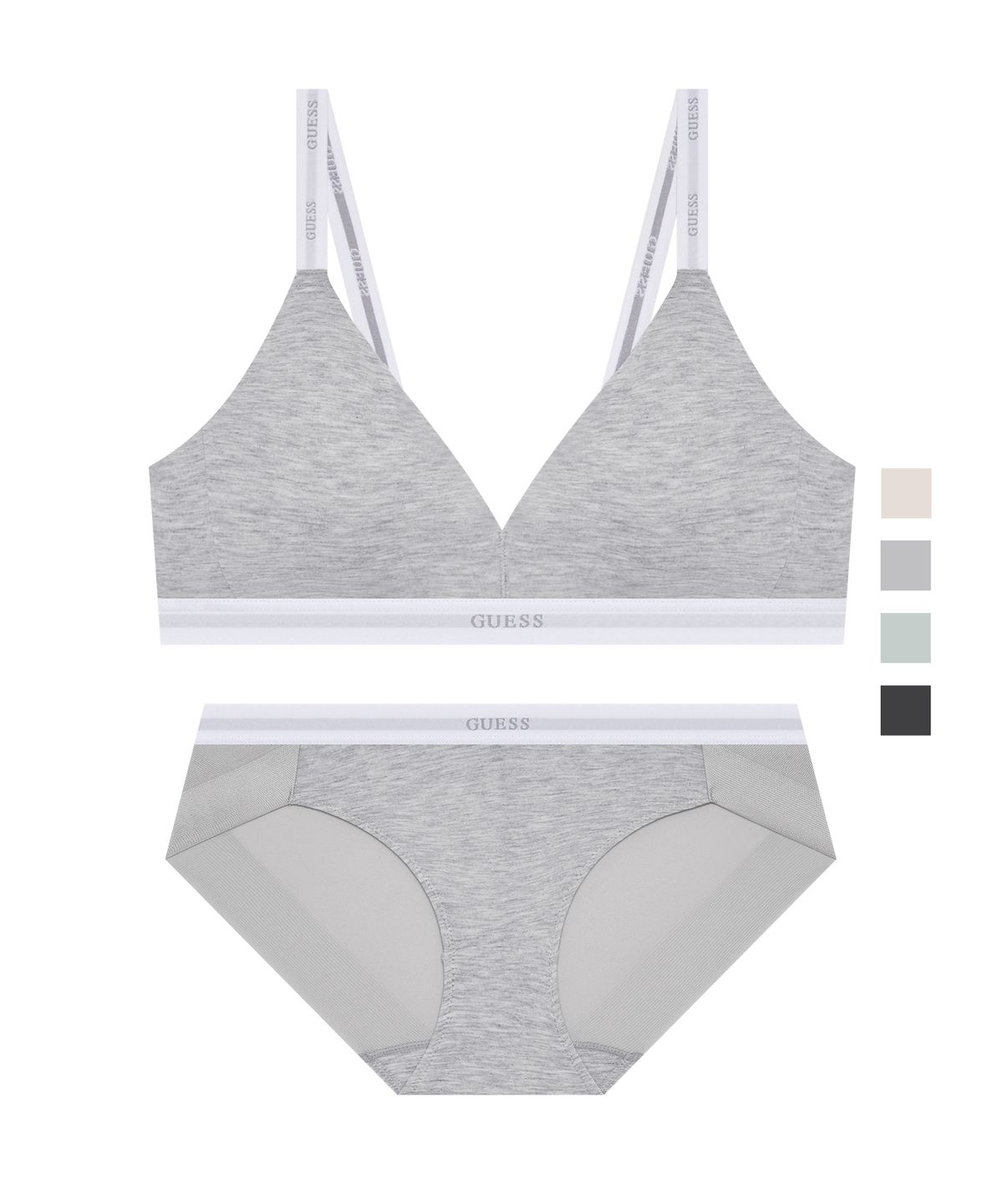 게스언더웨어(GUESS UNDERWEAR) 화이트밴딩 텐셀 브라렛 팬티 세트