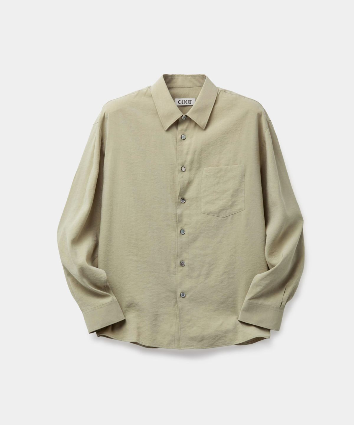 쿠어(COOR) 포폴린 실크 블렌드 셔츠 (샌드그린)