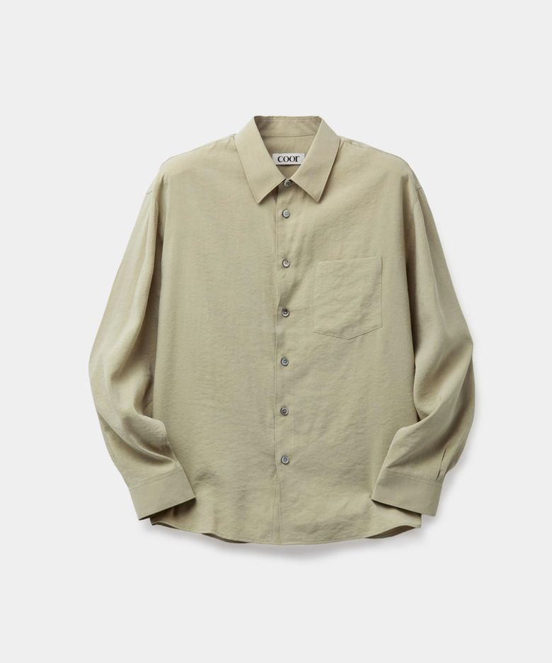 포폴린 실크 블렌드 셔츠 (샌드그린)
