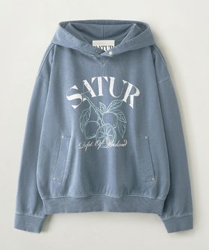 시트론 드로잉 워시드 포켓 후드 티셔츠 네이비