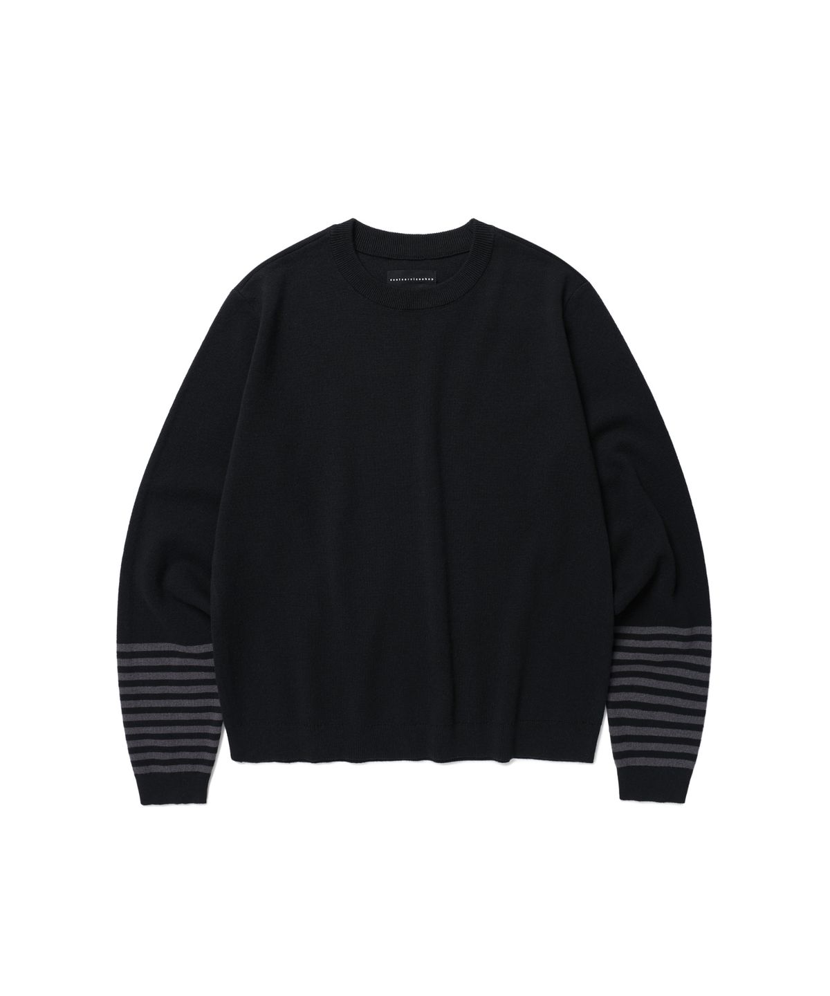 이스트서비스샵(eastserviceshop) 웨스트 스트라이프 릴렉스 라운드 니트 - 블랙