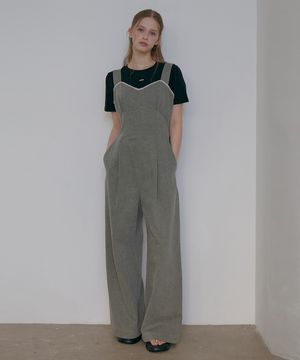 워싱 러블리 오버롤팬츠-카키워싱