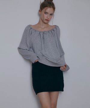 울케이블 스커트 숏 니트팬츠-블랙