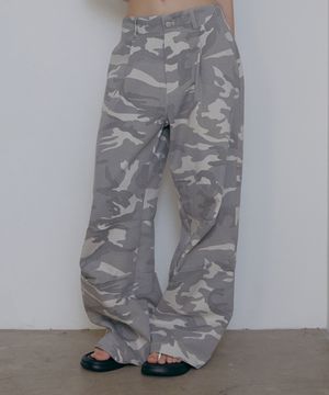 로우라이즈 카모 스트링 팬츠-라이트그레이