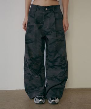 로우라이즈 카모 스트링 팬츠-차콜