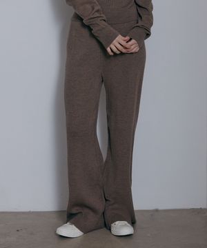 원마일 골지 니트팬츠-브라운