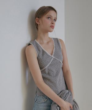 플라워 레이스 슬리브리스-멜란지