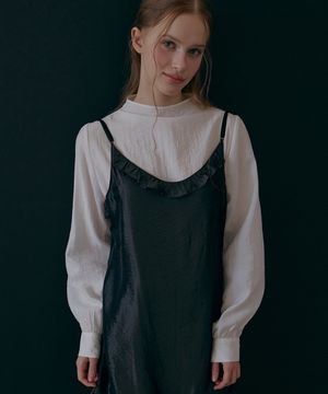 퍼프 시스루 블라우스-화이트