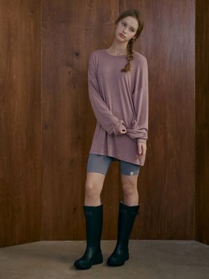 리본 스트라이프 티셔츠-핑크