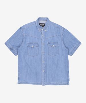 WESTERN DENIM HALF SHIRT _ LIGHT BLUE M