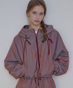 메탈릭벌룬 윈드브레이커 자켓-메탈릭핑크