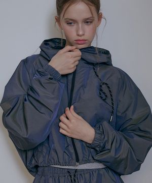 메탈릭벌룬 윈드브레이커 자켓-메탈릭차콜