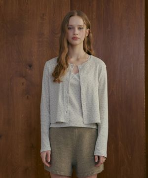 플라워 코튼 가디건-오트밀