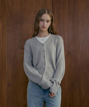 컬러라인 루즈핏 가디건-그레이