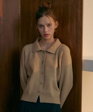 레이스포인트 카라 가디건-베이지