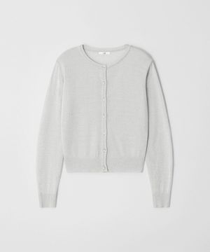 메탈루즈핏 라운드 가디건-실버그레이