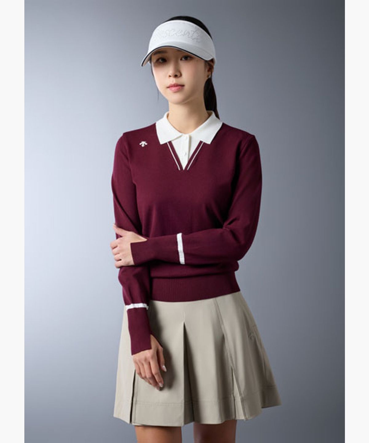 데상트 골프(DESCENTE GOLF) 여성 카라 긴팔 풀오버  DR12WFKP21