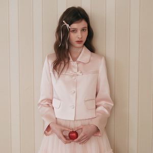 Cest_Pink satin short jacket