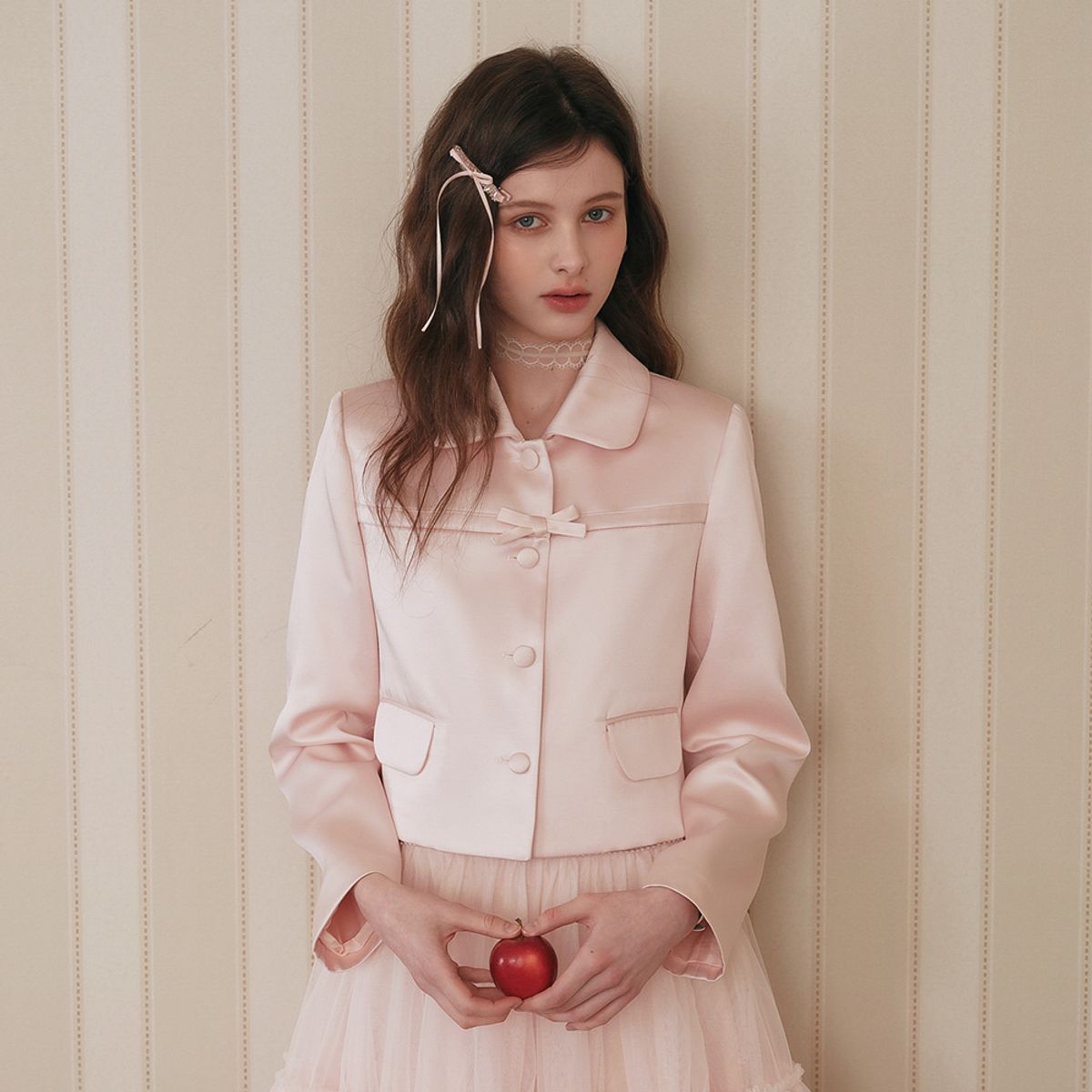 쎄무아듀(CEST MOIDEW) Cest_Pink satin short jacket