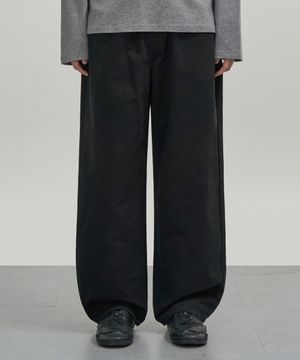커브드 와이드 코튼 팬츠 (BLACK)