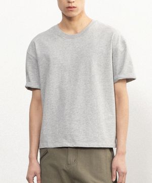 솔리드 크롭 티셔츠 [멜란지 그레이]