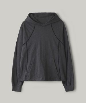 슬라브 절개 후드 티셔츠 [차콜]