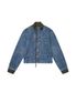 Ribbed Denim Zip-Up Jacket (Blue)