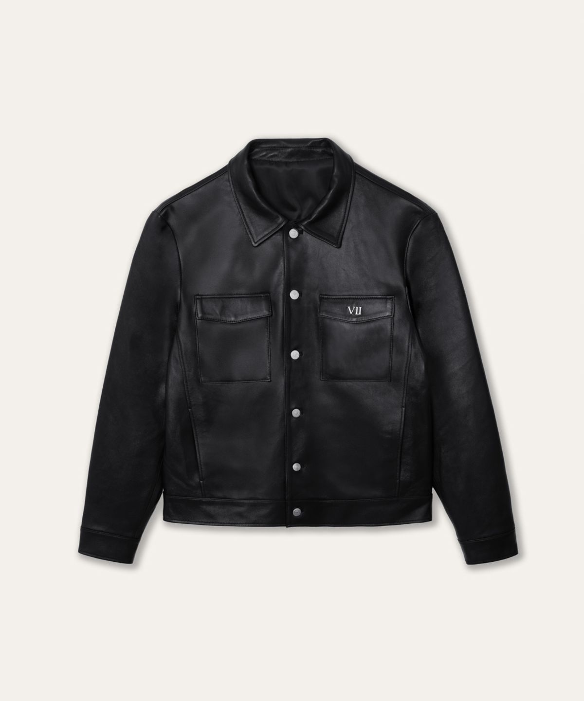 비베르데(VIIVERDE) Cow Leather Trucker Jacket Black