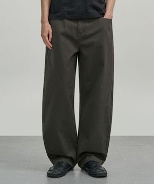 커브드 와이드 코튼 팬츠 (BROWN)