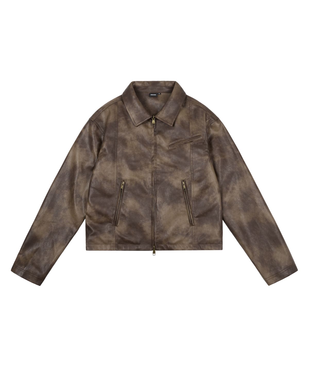 아캄(AAKAM) Salt Washed Leather Jacket (Brown)