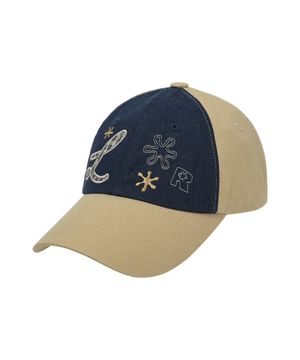 모티프 아플리케 자수 투톤 볼캡 BEIGE