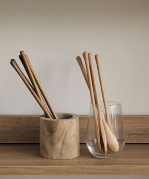 라떼 티 커피  롱 우드 스푼