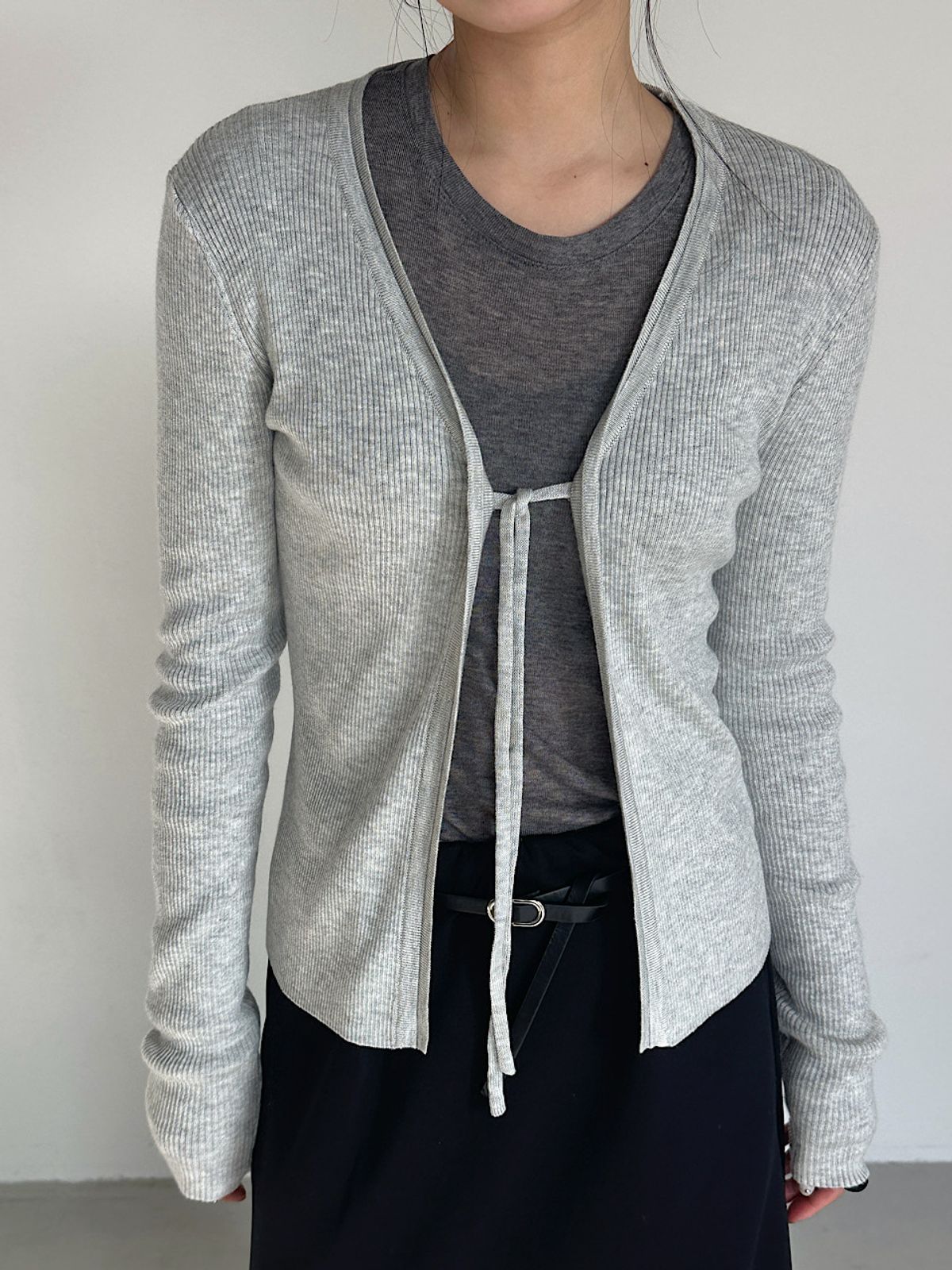 아포엠(APOEM) Tie Rib Cardigan (3C)