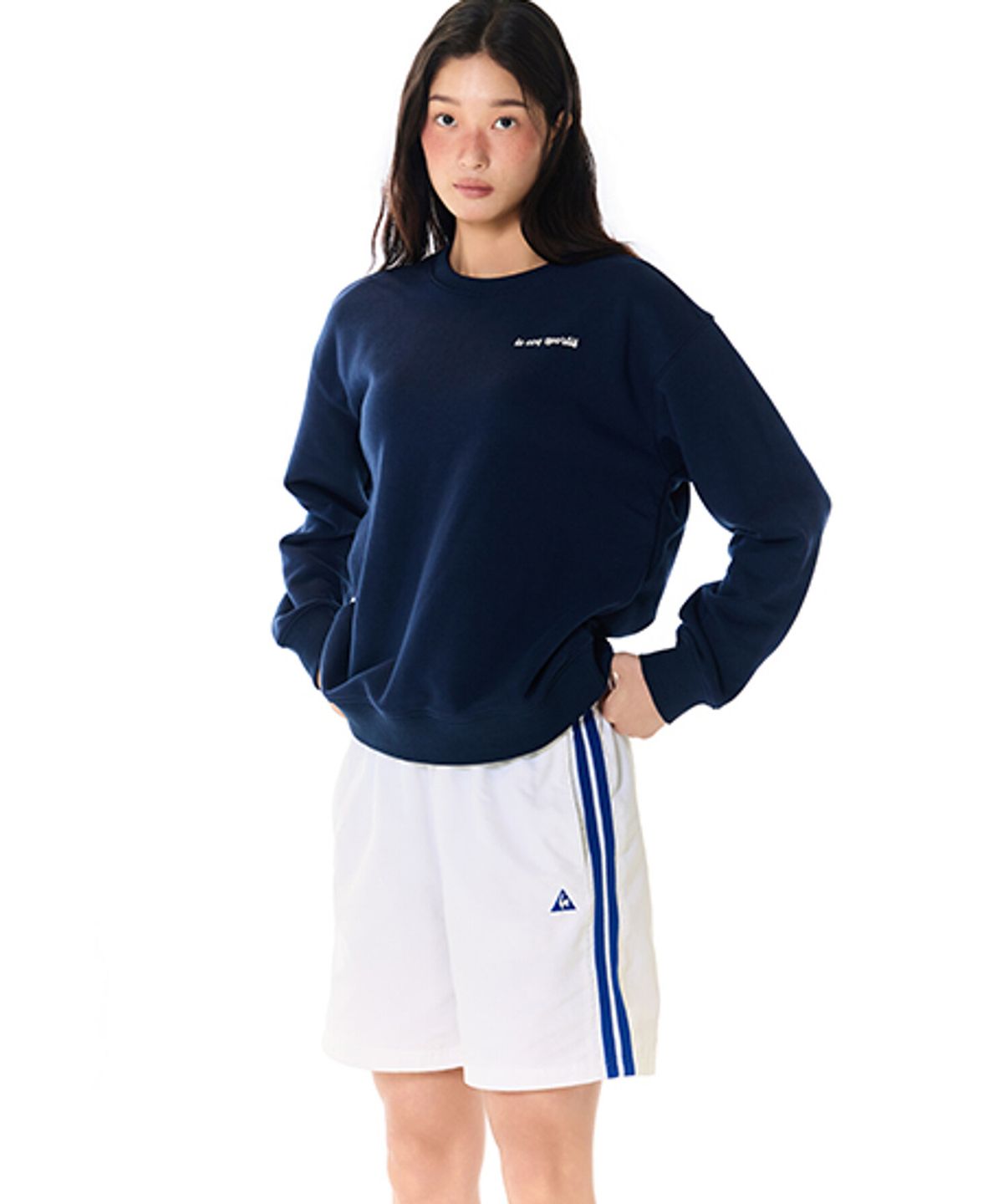 르꼬끄(LECOQ) 유니 선데이 루즈핏 4.5부 숏팬츠 - 화이트 QR123JHP31