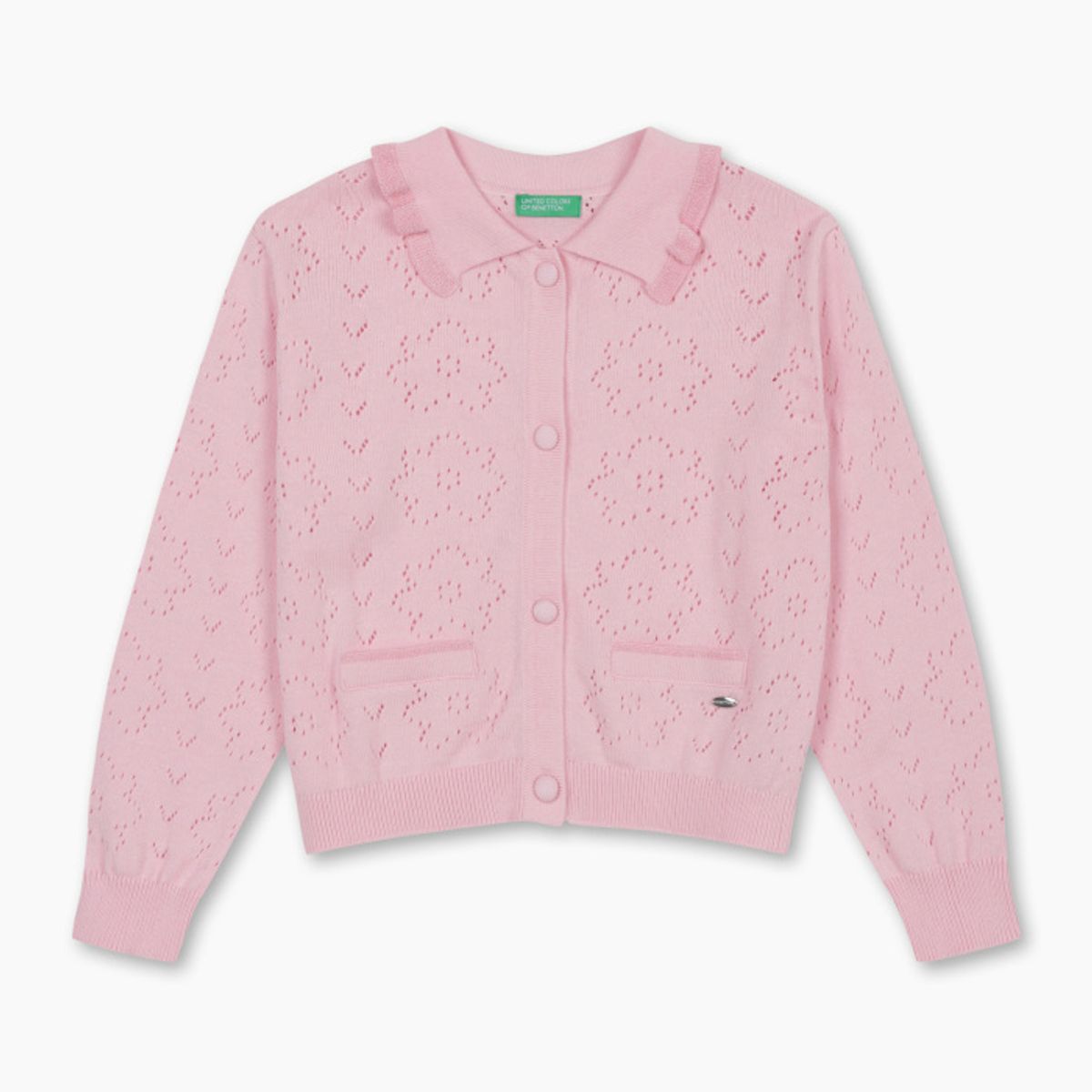 베네통키즈(BENETTONKIDS) 베베핑크 플라워 가디건_QAKC03611PK