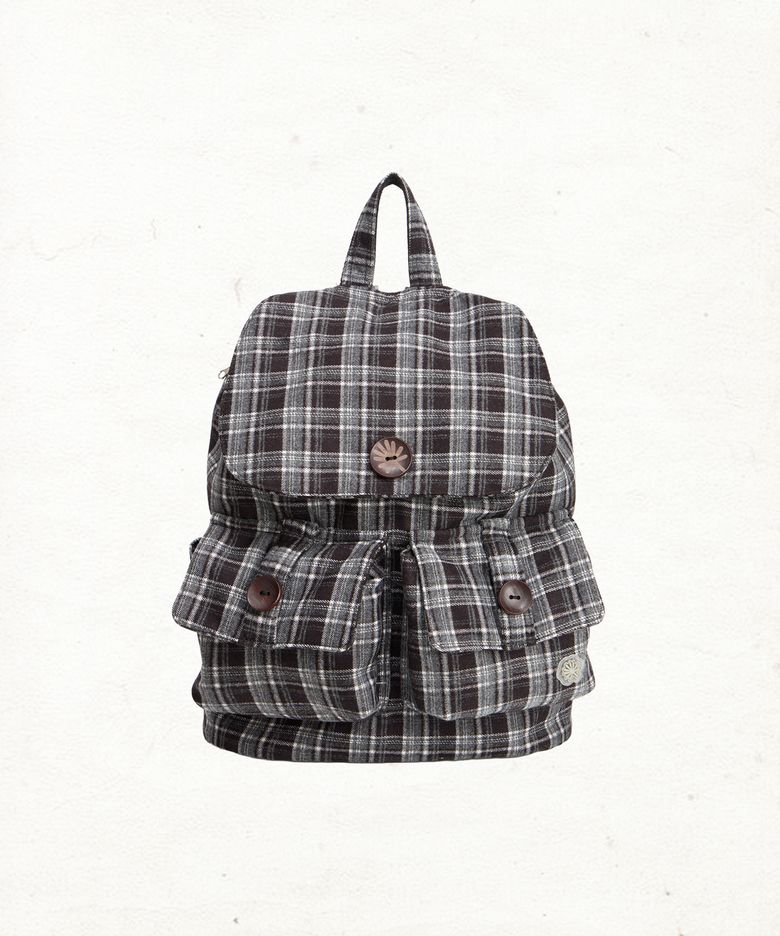 DD plaid check rucksack (BLACK)
