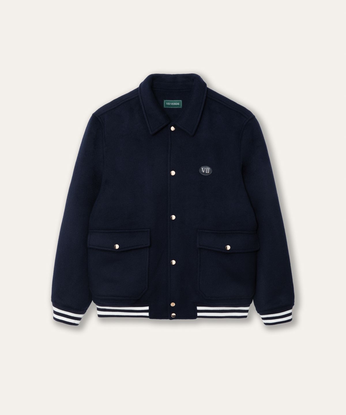 비베르데(VIIVERDE) Wool Varsity Jacket Navy